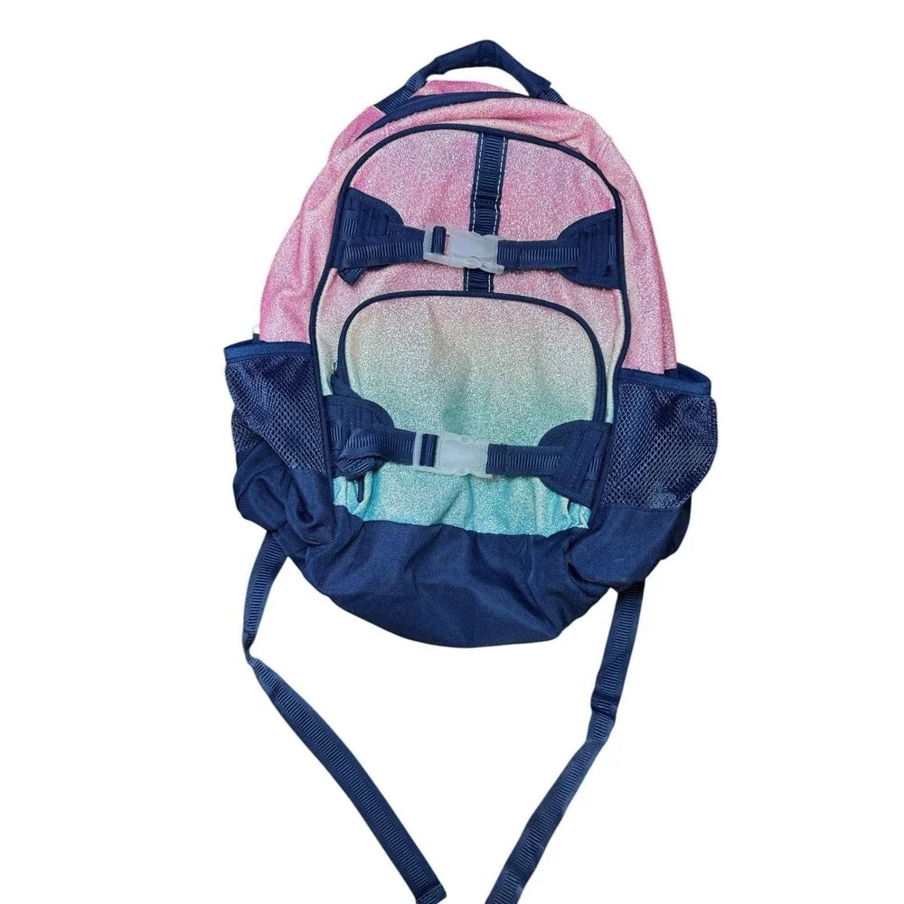 Pottery Barn Kids Large Mackenzie Backpack Rainbow Ombre Sparkle Glitter GUC